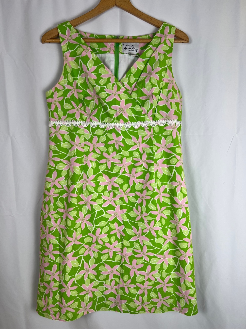 Vintage Lilly Pulitzer Green / Pink Floral Dress Size 10